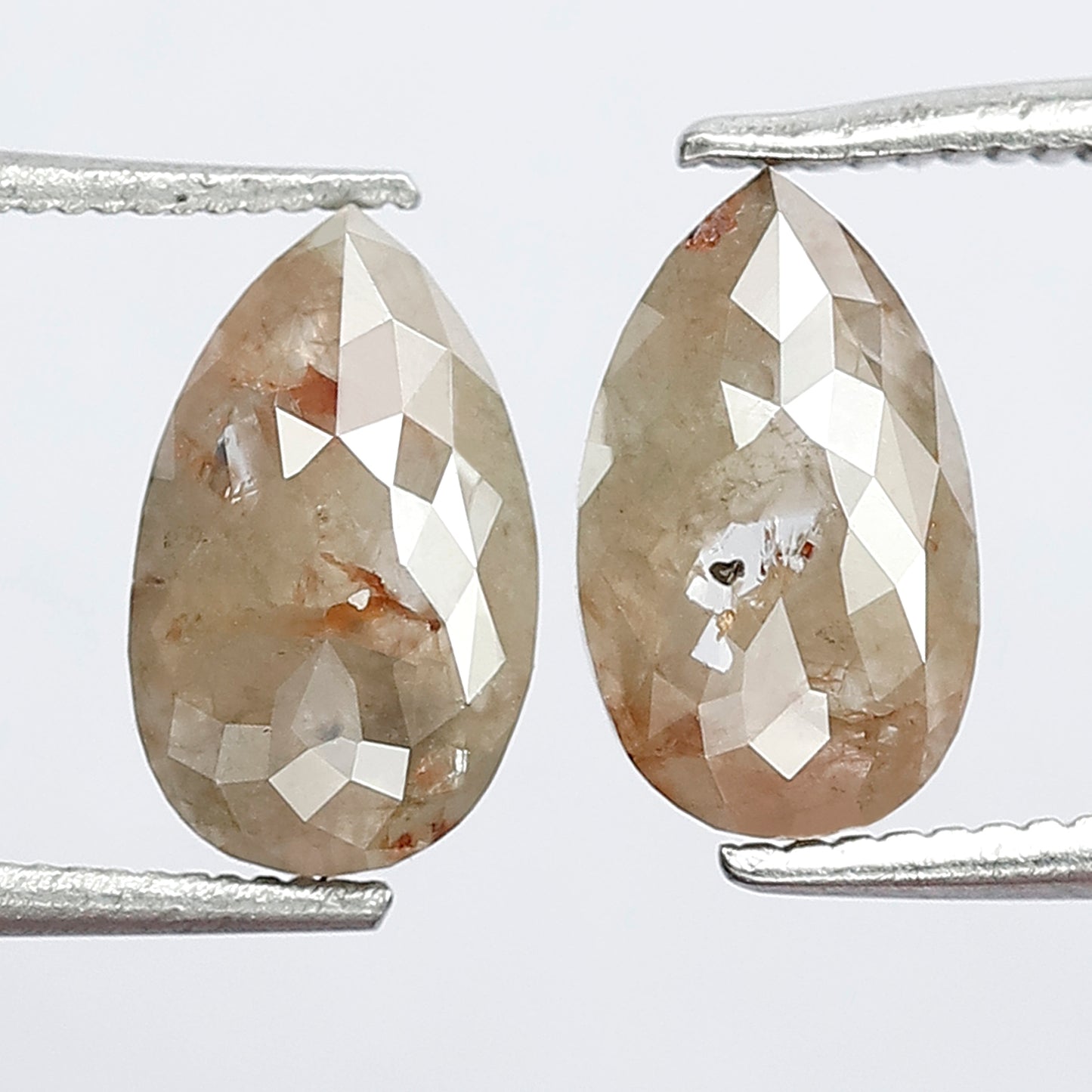 2.01 Ct Matching Pear Shape Rustic Diamonds | Conflict Free Brownish Gray Loose Diamonds for Wedding Jewelry