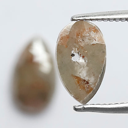 2.01 Ct Matching Pear Shape Rustic Diamonds | Conflict Free Brownish Gray Loose Diamonds for Wedding Jewelry