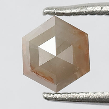Hexagon Shape 0.88 Ct Natural Gray Red Rustic Diamond | Loose Stone 6x6 mm