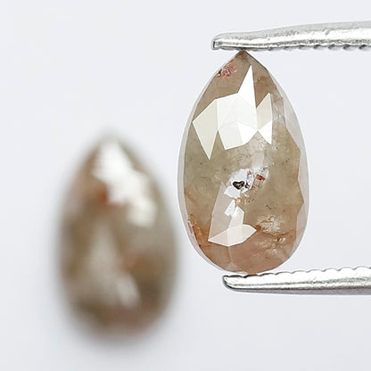 2.01 Ct Matching Pear Shape Rustic Diamonds | Conflict Free Brownish Gray Loose Diamonds for Wedding Jewelry