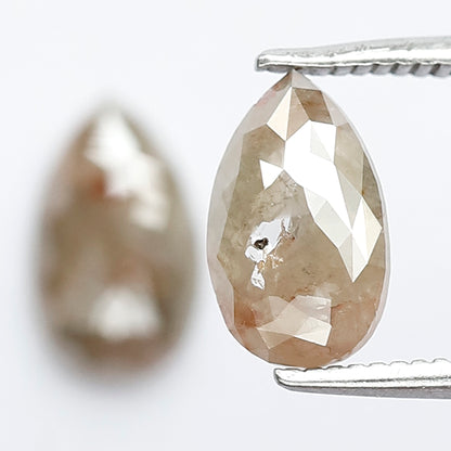 2.01 Ct Matching Pear Shape Rustic Diamonds | Conflict Free Brownish Gray Loose Diamonds for Wedding Jewelry