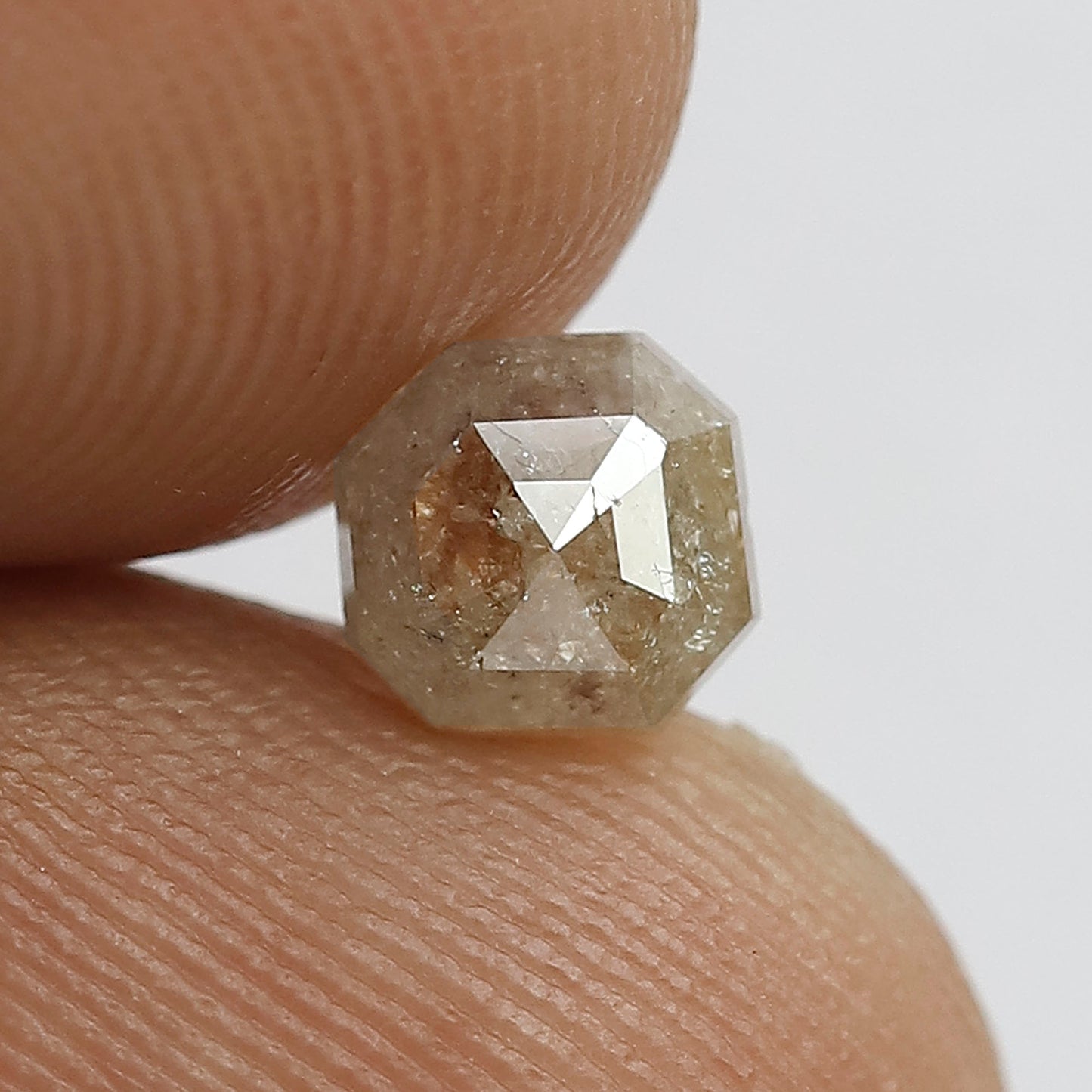 0.76 Ct Square Emerald Rustic Diamond | Natural Gray Red Earth Mined Loose Diamond for Ring