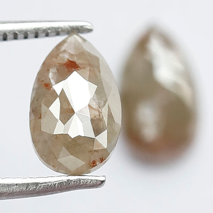 2.01 Ct Matching Pear Shape Rustic Diamonds | Conflict Free Brownish Gray Loose Diamonds for Wedding Jewelry