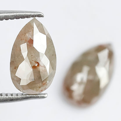 2.01 Ct Matching Pear Shape Rustic Diamonds | Conflict Free Brownish Gray Loose Diamonds for Wedding Jewelry