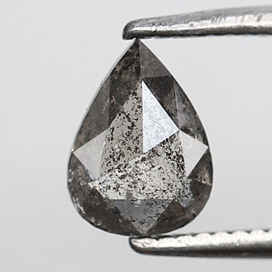 0.63 Ct Pear Shape Salt and Pepper Diamond 6 MM Grey Black Color Natural Loose Diamond
