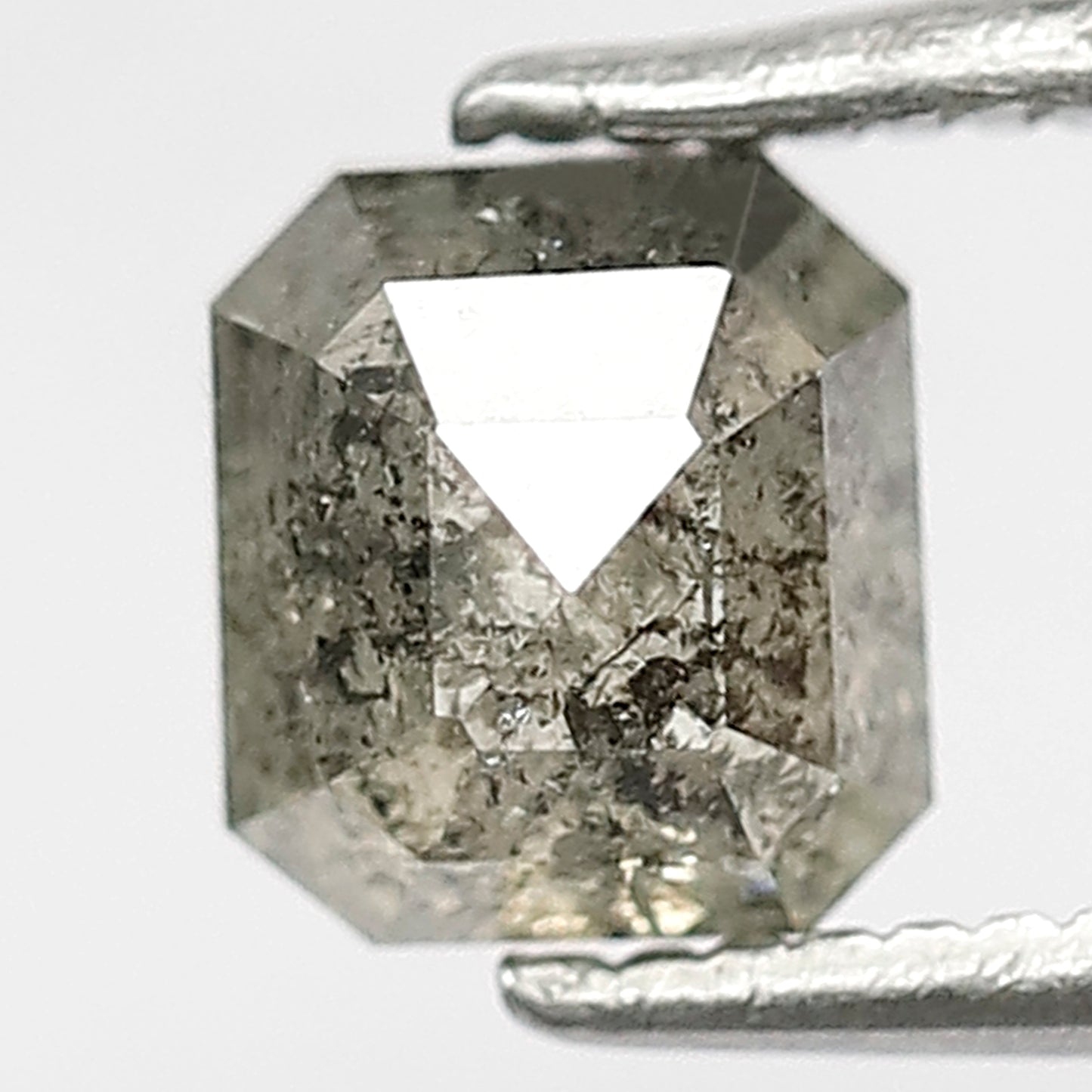 1.06 CT Emerald Cut Translucent Salt and Pepper Diamond, Natural 5.60 mm Ethical Loose Diamond for Custom Anniversary Ring Design