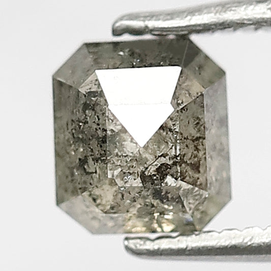 1.06 CT Emerald Cut Translucent Salt and Pepper Diamond, Natural 5.60 mm Ethical Loose Diamond for Custom Anniversary Ring Design