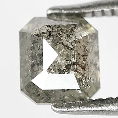 1.06 CT Emerald Cut Translucent Salt and Pepper Diamond, Natural 5.60 mm Ethical Loose Diamond for Custom Anniversary Ring Design
