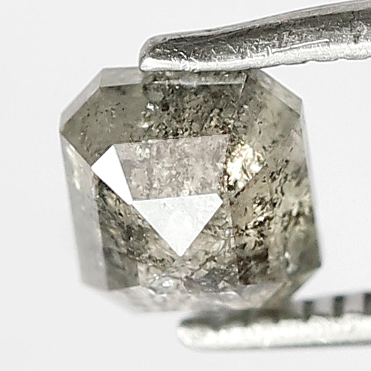 1.06 CT Emerald Cut Translucent Salt and Pepper Diamond, Natural 5.60 mm Ethical Loose Diamond for Custom Anniversary Ring Design