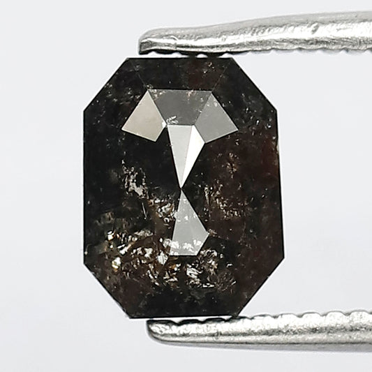 1.18 Ct Emerald Cut Natural Black Gray Rustic Diamond | Loose Diamond for Ring And Pendant