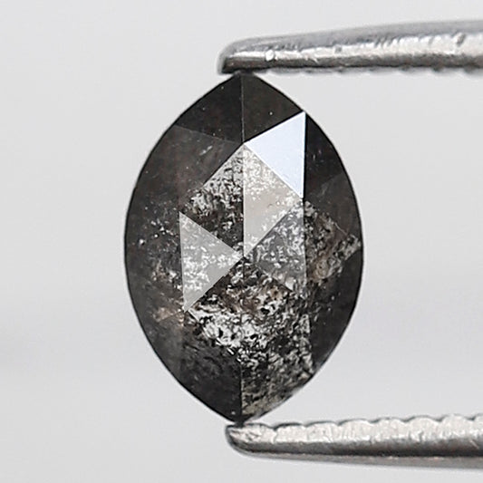 0.59 Ct Marquise Shape Salt and Pepper Diamond 6 MM Grey Black Color Natural Loose Diamond