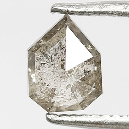 0.66 CT Geometric cut Gray Black Diamond, Natural Translucent Salt and Pepper Diamond For Custom Ring and Pendant