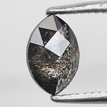 0.59 Ct Marquise Shape Salt and Pepper Diamond 6 MM Grey Black Color Natural Loose Diamond