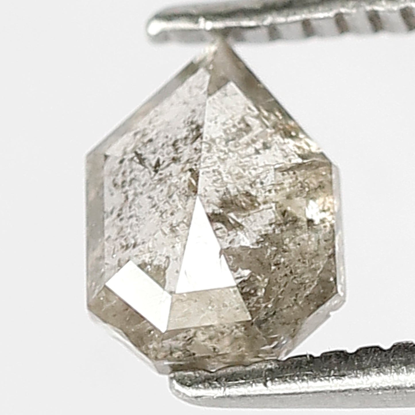 0.66 CT Geometric cut Gray Black Diamond, Natural Translucent Salt and Pepper Diamond For Custom Ring and Pendant