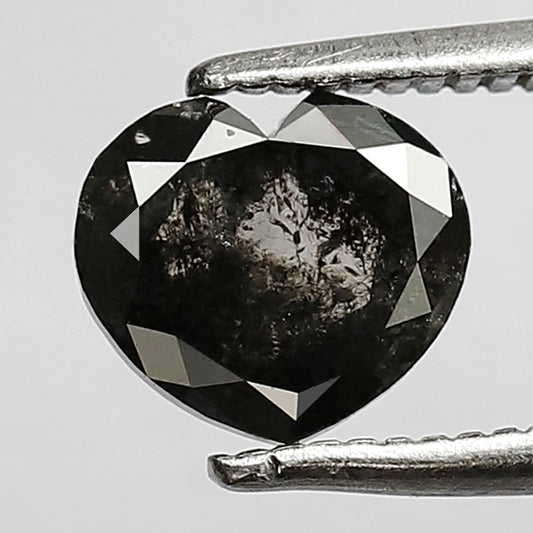 1.12 CT Natural Grayish Black Diamond Heart Shape Natural Diamond 6 MM Natural Loose Salt and Pepper Diamond For Wedding Ring