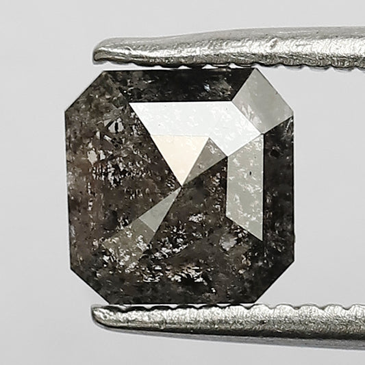 0.94 CT Gray Black Loose Diamond, Natural Square Emerald Salt and Pepper Earth Mined Diamond