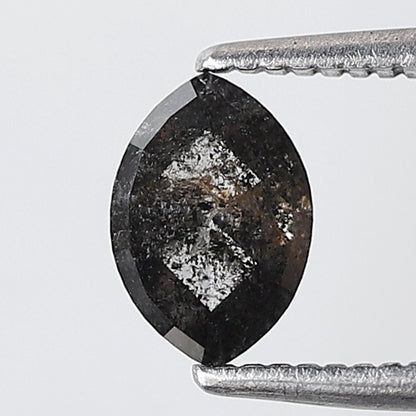 0.59 Ct Marquise Shape Salt and Pepper Diamond 6 MM Grey Black Color Natural Loose Diamond