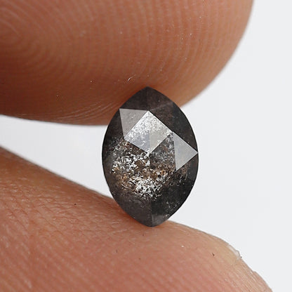 0.59 Ct Marquise Shape Salt and Pepper Diamond 6 MM Grey Black Color Natural Loose Diamond