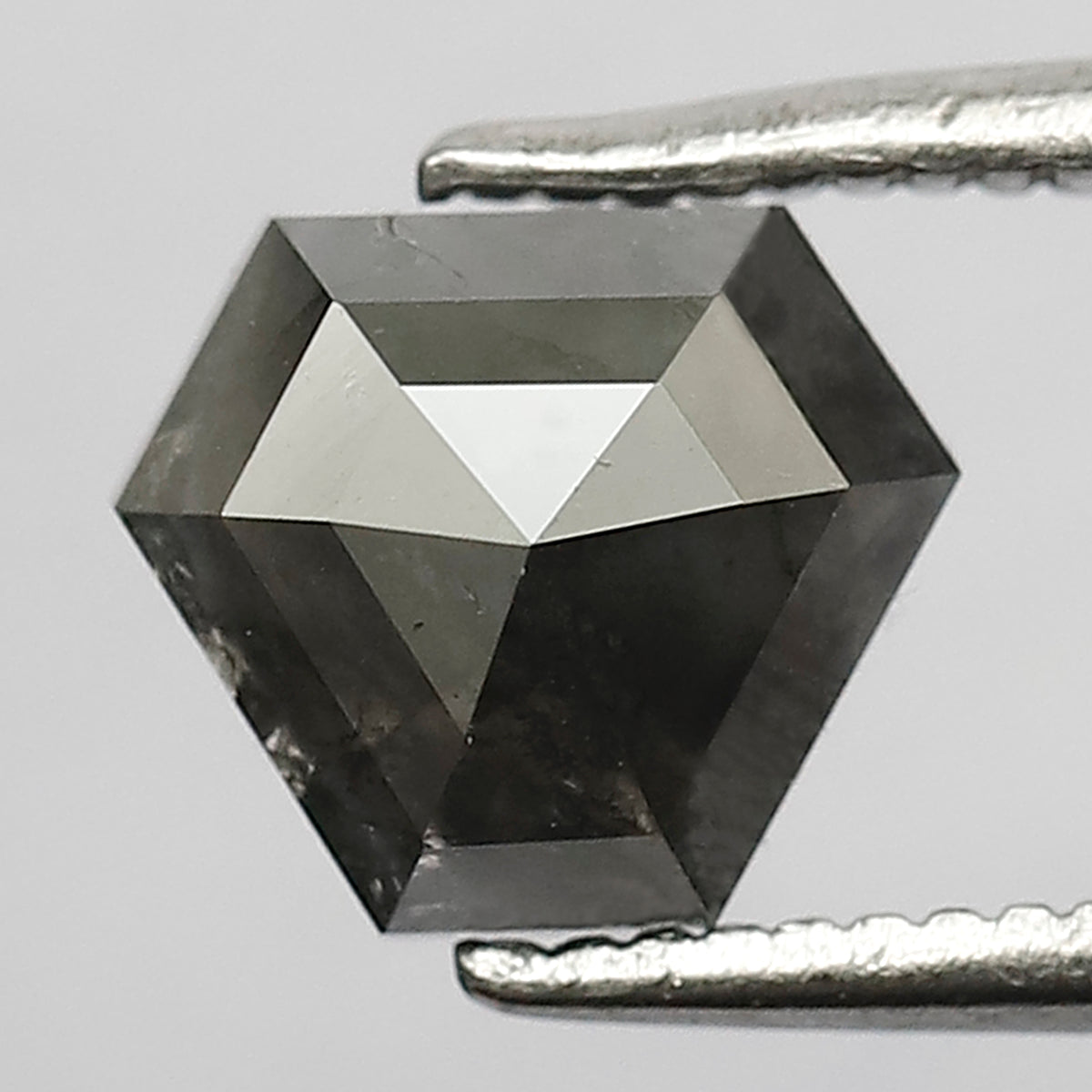 1.23 CT Modified cut Salt and Pepper Diamond, 6.5 MM Natural Blackish Gray Loose Diamond