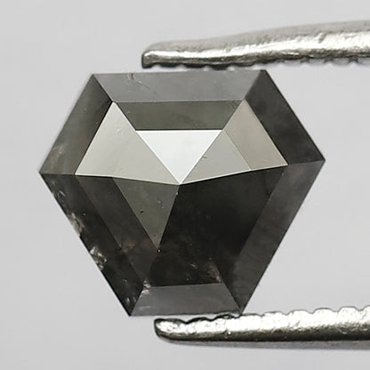 1.23 CT Modified cut Salt and Pepper Diamond, 6.5 MM Natural Blackish Gray Loose Diamond