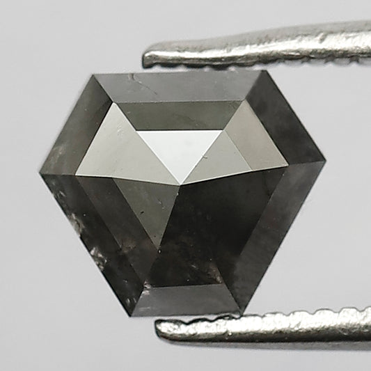 1.23 CT Modified cut Salt and Pepper Diamond, 6.5 MM Natural Blackish Gray Loose Diamond