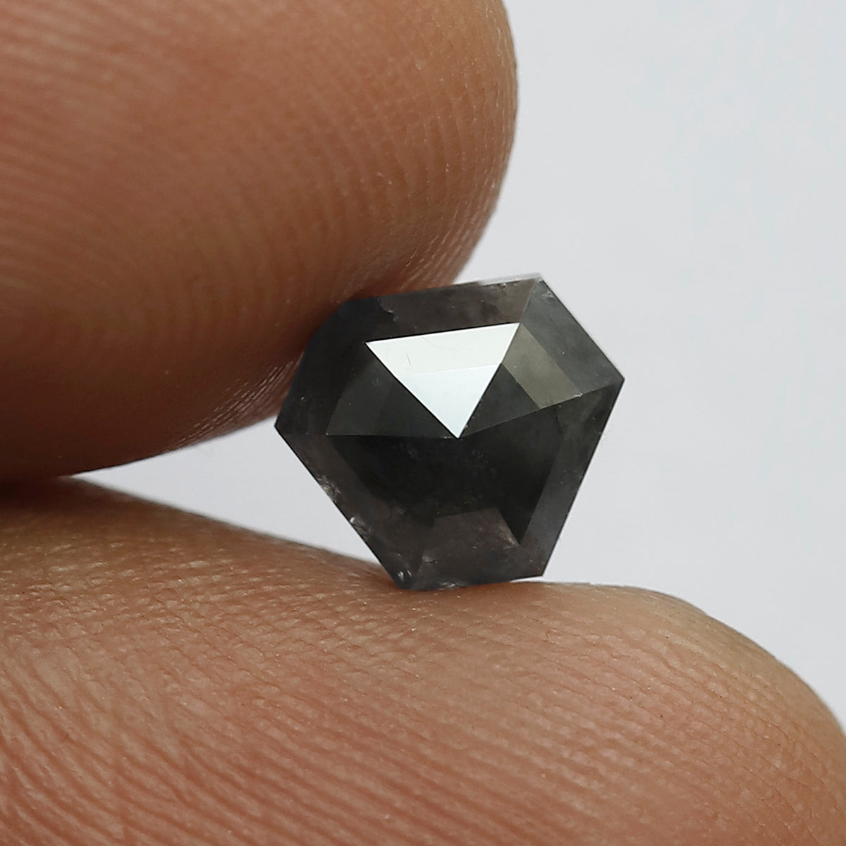 1.23 CT Modified cut Salt and Pepper Diamond, 6.5 MM Natural Blackish Gray Loose Diamond