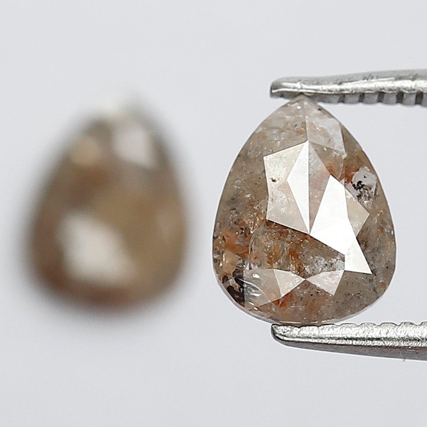 1.48 Ct Pear Shape Brownish Gray Rustic Diamond Pair | Natural Ethical Loose Diamonds for Stud Earrings
