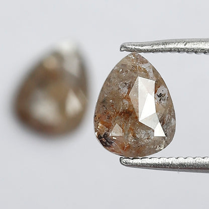 1.48 Ct Pear Shape Brownish Gray Rustic Diamond Pair | Natural Ethical Loose Diamonds for Stud Earrings