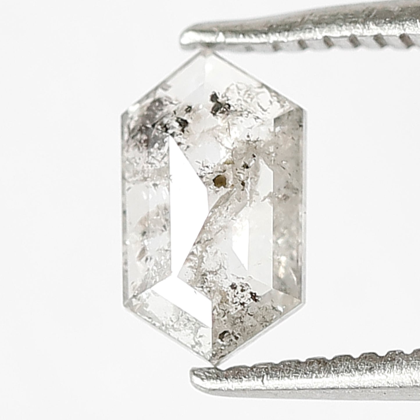 0.55 CT Hexagon Shape Salt and Pepper Diamond, Translucent Gray Black Natural Loose Diamond, Conflict Free Wedding Band Stone