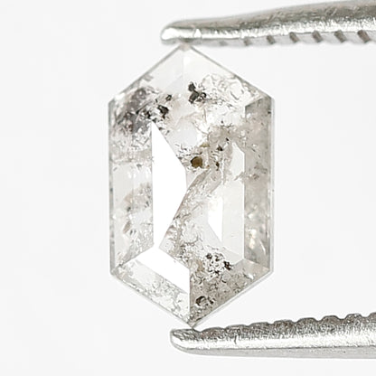 0.55 CT Hexagon Shape Salt and Pepper Diamond, Translucent Gray Black Natural Loose Diamond, Conflict Free Wedding Band Stone
