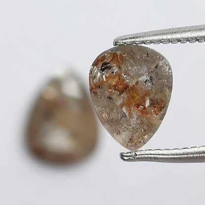 1.48 Ct Pear Shape Brownish Gray Rustic Diamond Pair | Natural Ethical Loose Diamonds for Stud Earrings