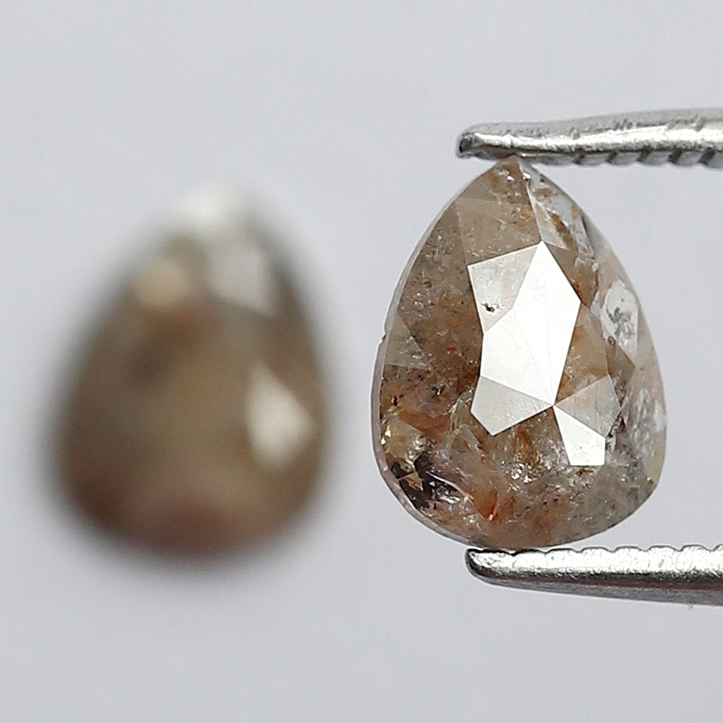1.48 Ct Pear Shape Brownish Gray Rustic Diamond Pair | Natural Ethical Loose Diamonds for Stud Earrings