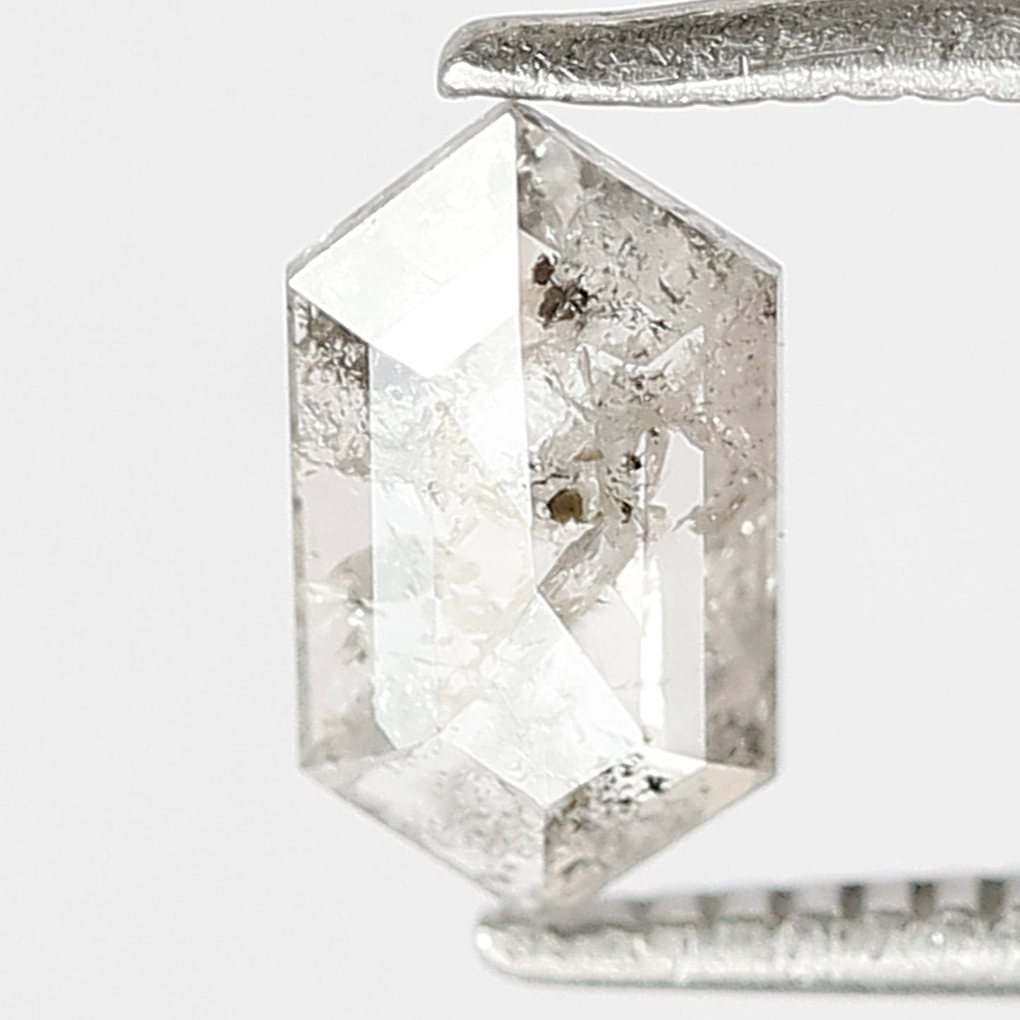 0.55 CT Hexagon Shape Salt and Pepper Diamond, Translucent Gray Black Natural Loose Diamond, Conflict Free Wedding Band Stone