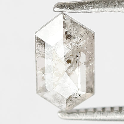0.55 CT Hexagon Shape Salt and Pepper Diamond, Translucent Gray Black Natural Loose Diamond, Conflict Free Wedding Band Stone