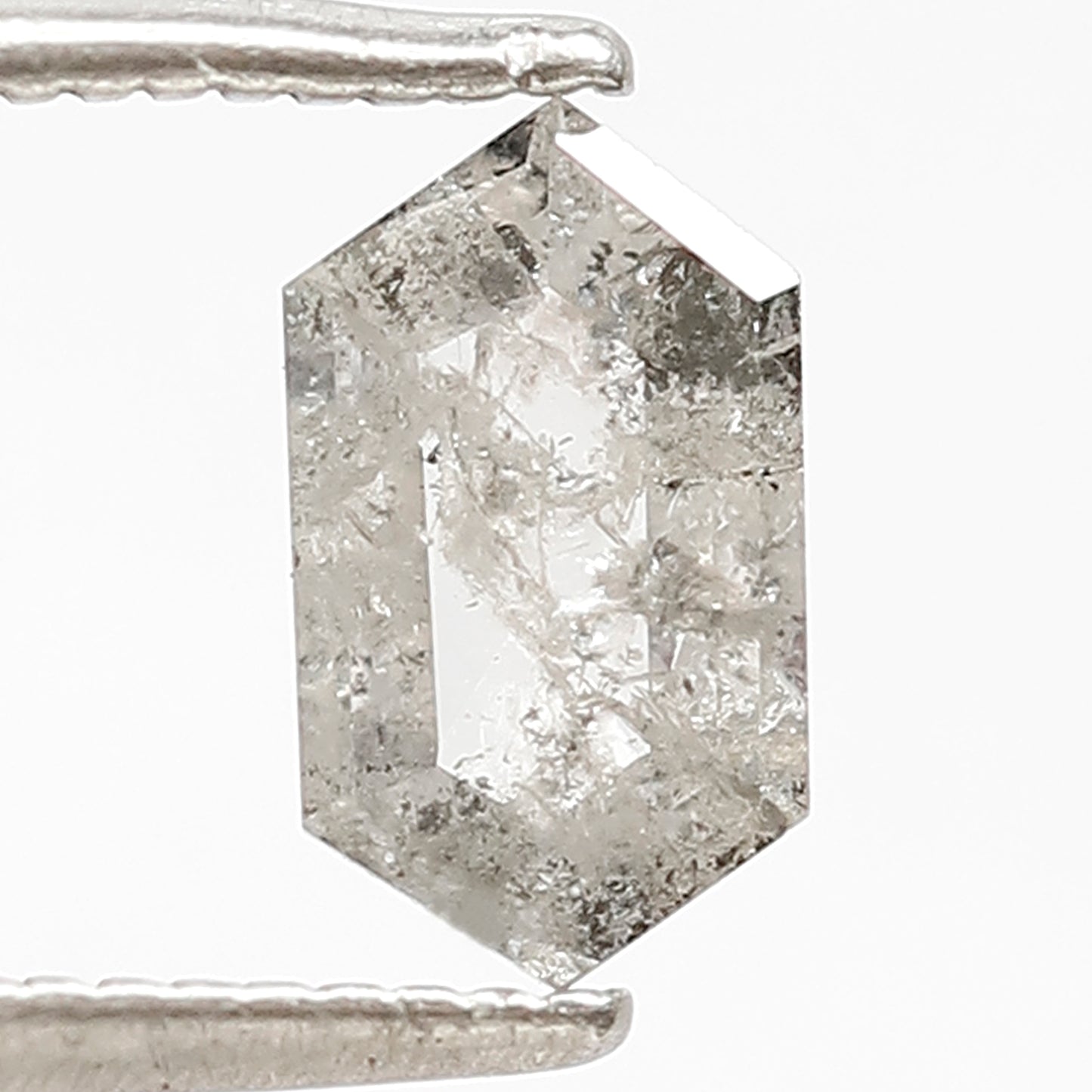 0.55 CT Hexagon Shape Salt and Pepper Diamond, Translucent Gray Black Natural Loose Diamond, Conflict Free Wedding Band Stone