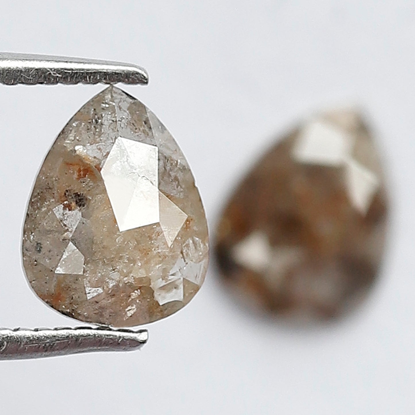 1.48 Ct Pear Shape Brownish Gray Rustic Diamond Pair | Natural Ethical Loose Diamonds for Stud Earrings