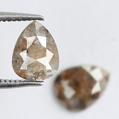 1.48 Ct Pear Shape Brownish Gray Rustic Diamond Pair | Natural Ethical Loose Diamonds for Stud Earrings
