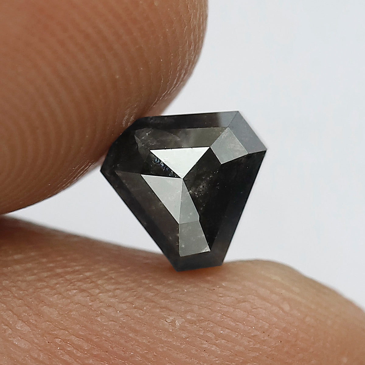 1.23 CT Modified cut Loose Natural Diamond, 6 MM Blackish Gray Salt and Pepper Diamond