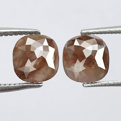 Cushion Shape Rustic Loose Diamond Pair 1.34 Ct | Natural Reddish Gray Diamonds for Bridal & Custom Jewelry