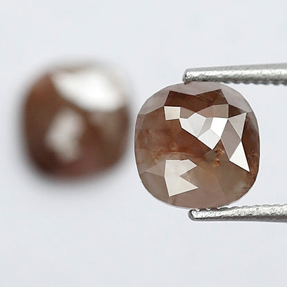 Cushion Shape Rustic Loose Diamond Pair 1.34 Ct | Natural Reddish Gray Diamonds for Bridal & Custom Jewelry