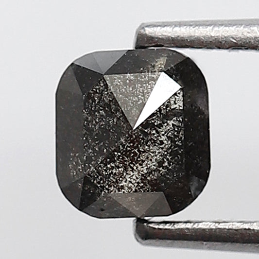 0.67 Ct Cushion Shape Salt and Pepper Diamond 5 MM Loose Natural Grey Black Color Diamond
