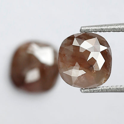 Cushion Shape Rustic Loose Diamond Pair 1.34 Ct | Natural Reddish Gray Diamonds for Bridal & Custom Jewelry