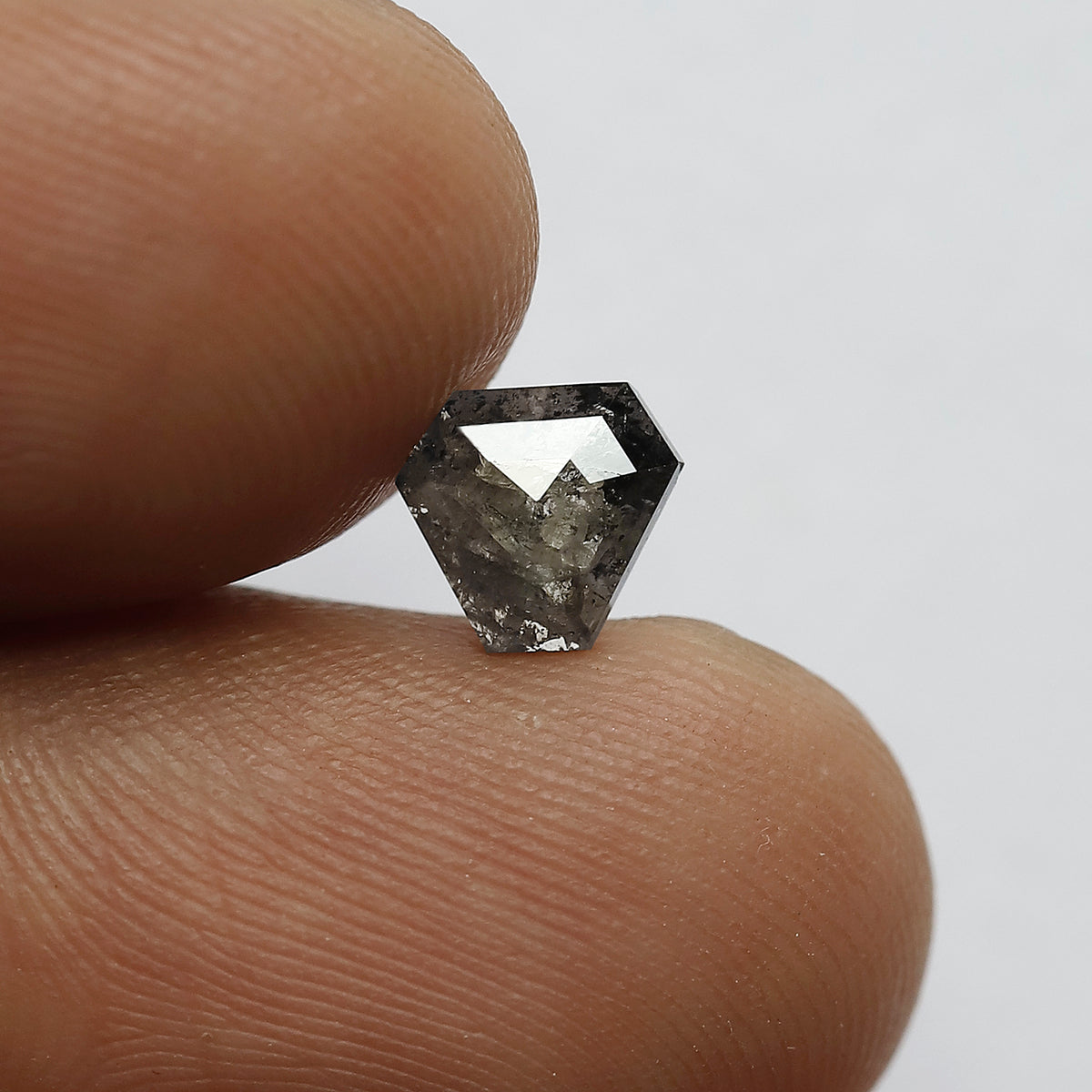 Modified Cut 0.75 CT Loose Diamond, 5.9 MM Natural Gray Black Salt and Pepper Diamond