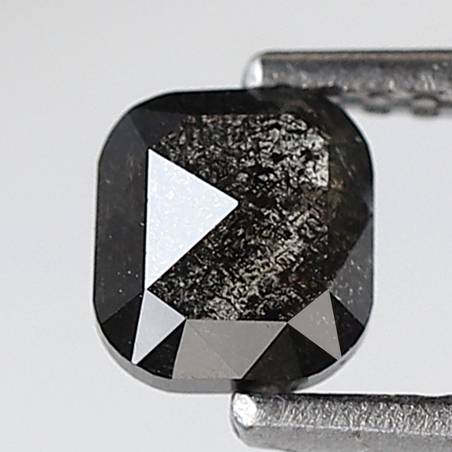 0.67 Ct Cushion Shape Salt and Pepper Diamond 5 MM Loose Natural Grey Black Color Diamond