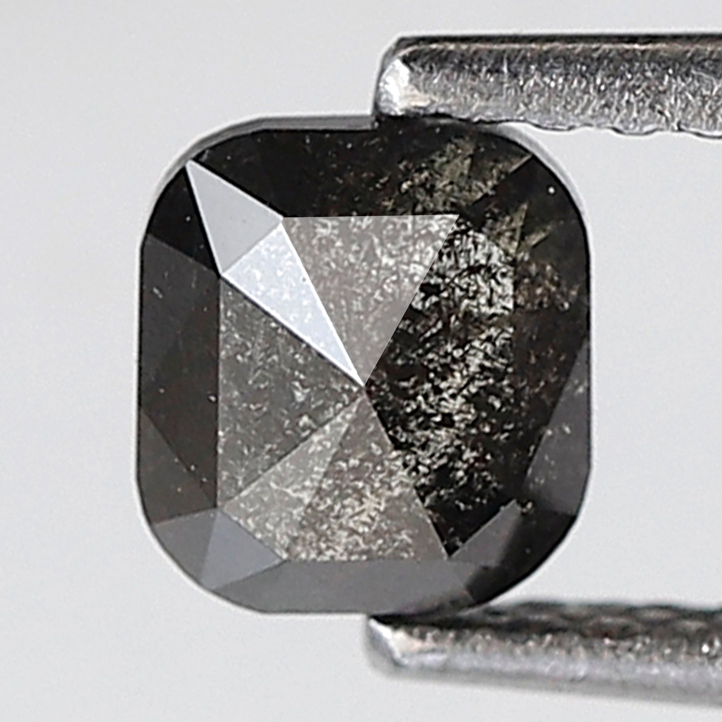 0.67 Ct Cushion Shape Salt and Pepper Diamond 5 MM Loose Natural Grey Black Color Diamond