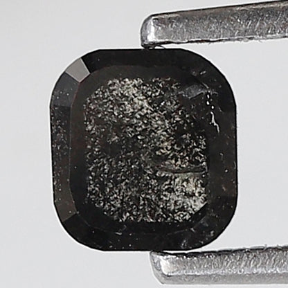 0.67 Ct Cushion Shape Salt and Pepper Diamond 5 MM Loose Natural Grey Black Color Diamond