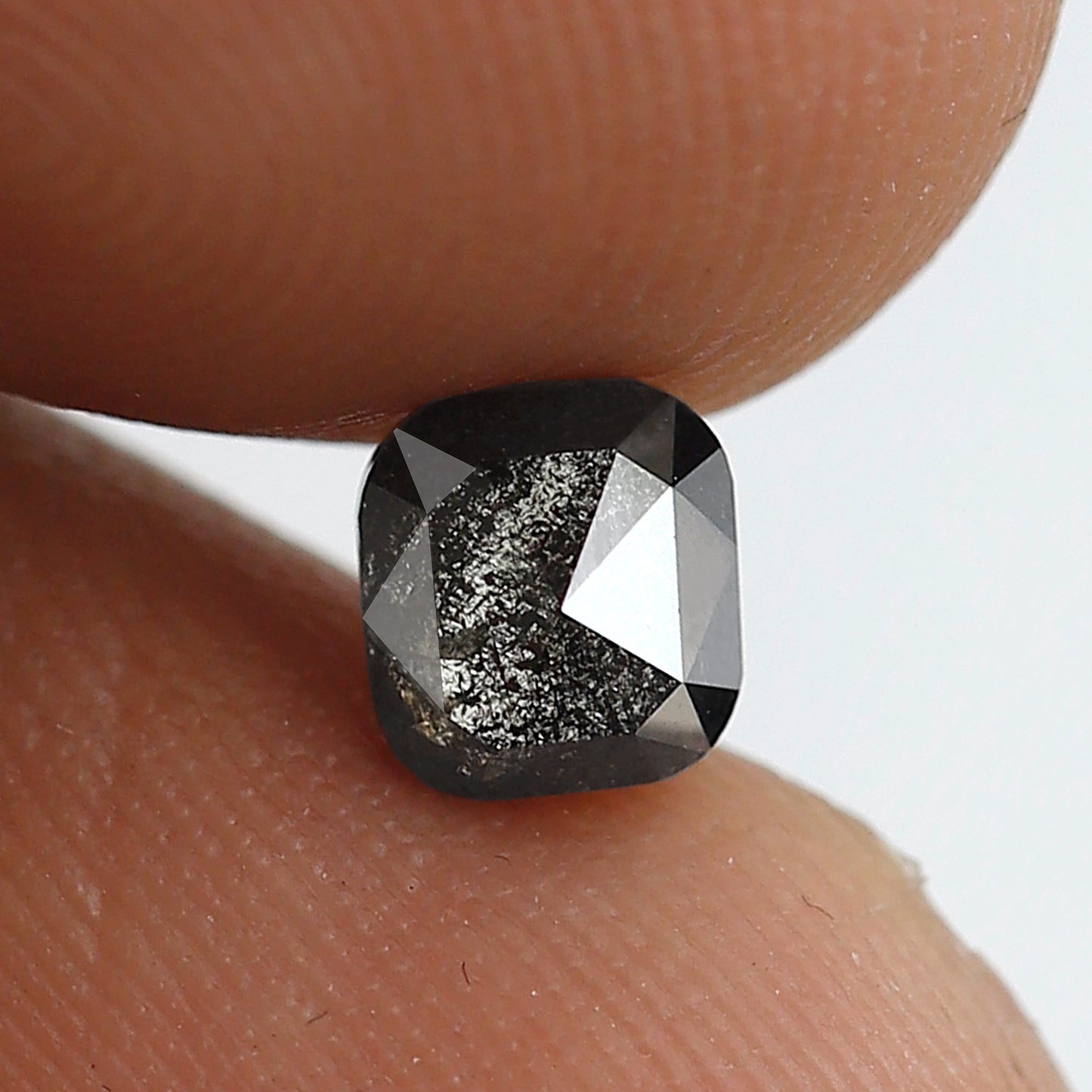 0.67 Ct Cushion Shape Salt and Pepper Diamond 5 MM Loose Natural Grey Black Color Diamond