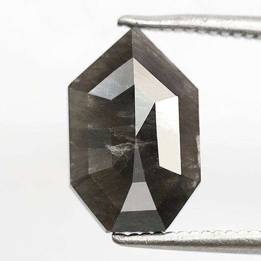 2.32 CT Geometric Cut Salt and Pepper Diamond, Natural Black Gray Loose Ethical Diamond for Custom Pendant Jewelry