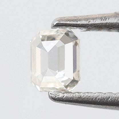 Emerald Shape 0.21 Ct Rose Cut Diamond, Natural FG-SI Diamond, 3.8 mm Loose Stone for Delicate Wedding Ring