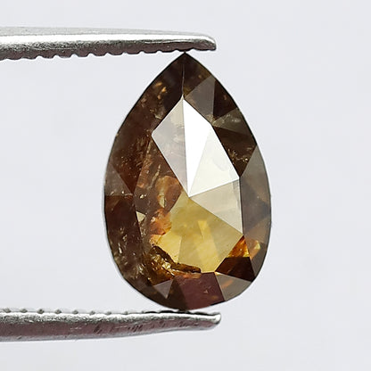 1.78 CT Pear Cut Rustic Diamond, Brownish Red Natural Loose Diamond, Conflict Free Diamond for Custom Bridal Ring
